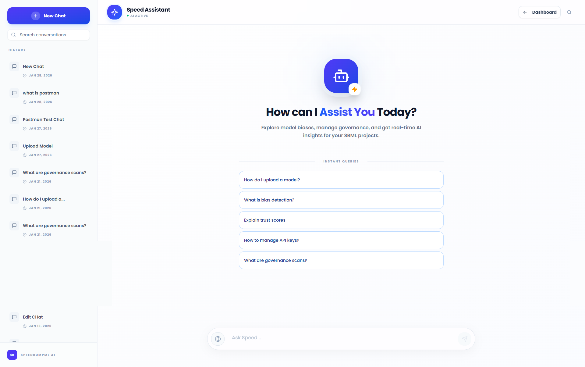 Chat with Speed: Conversational AI Governance Copilot.