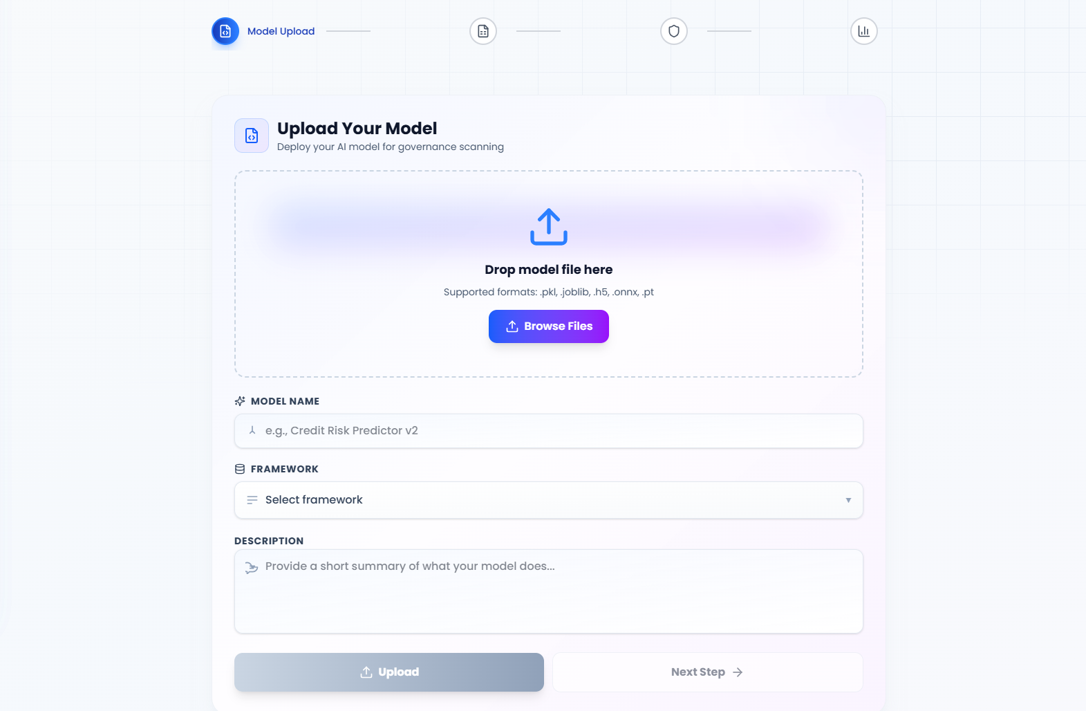 Upload & Scan: Model and Dataset Governance Pipeline
